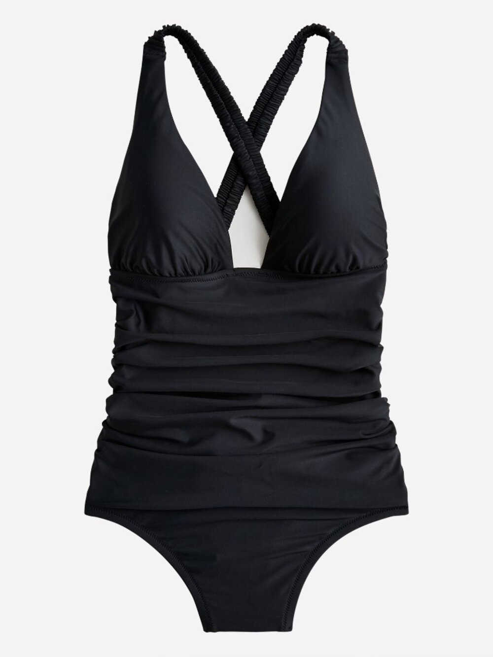 NWT J. Crew Size 0 Black Scrunchie Strap Plunge Neck One-Piece Swim Suit NEW